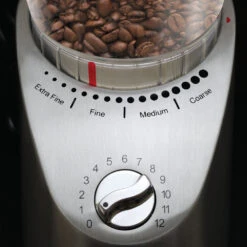 Capresso Infinity Plus Conical Burr Coffee Grinder In Metal -Coffee Series Shop 575.05InfinityPlusControlsHR
