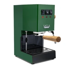 Gaggia Classic Evo Pro Espresso Machine In Jungle Green With Olive Wood
