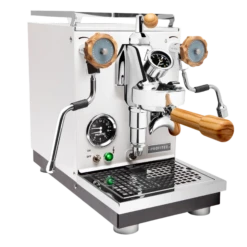 Profitec Pro 400 Espresso Machine In Matte White With Flow Control And Olive Wood