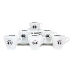 Rocket Espresso 6 Piece Flat White Cup And Saucer Set - White -Coffee Series Shop REFLATCUP6PCWHT 0483