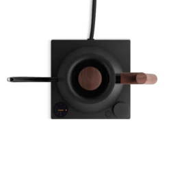 Fellow Stagg EKG Pro 0.9L Pour Over Kettle - Matte Black With Walnut Accents -Coffee Series Shop StaggEKGPro MatteBlackWalnut TopDown